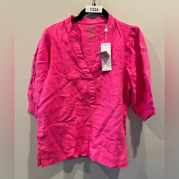 Lily Pulitzer Women's Pink linen Top - Picture 3 of 5